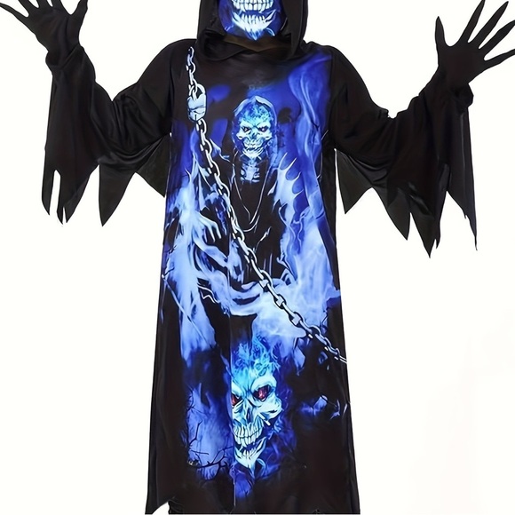 Wizard land Sz 8-10 yrs old Boy's kids Grim Reaper costume - Picture 1 of 11